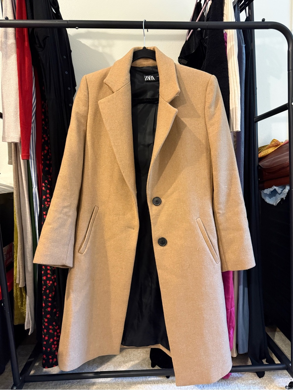 Zara Camel Single-Breasted Trench Coat